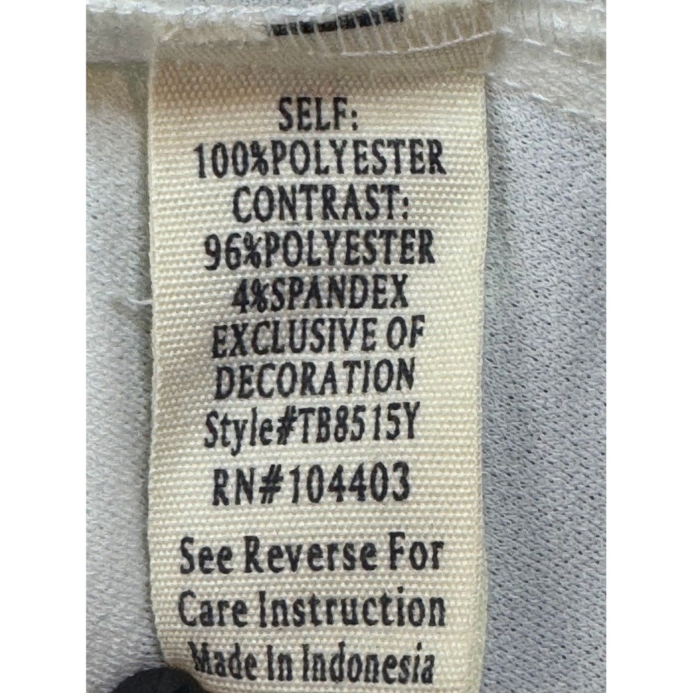 Flower & Feather White Swiss Dot Lace Trim V-Neck Button Back Blouse XL TB8515Y - Picture 8 of 9